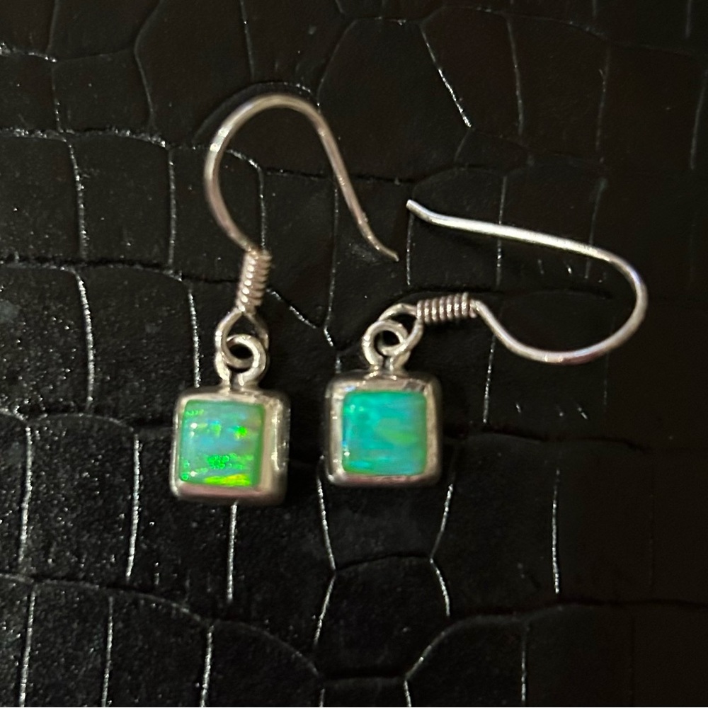 Opal and Silver Earrings